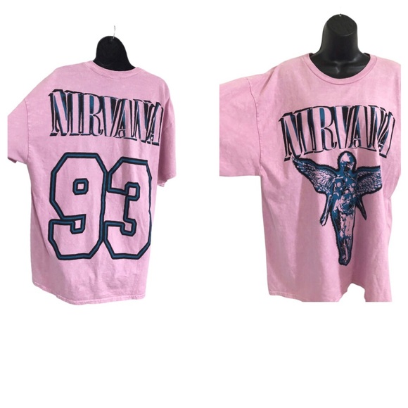 Nirvana 90s rock band blue in utero graphic print 93 concert tshirt size XL new - Picture 1 of 11